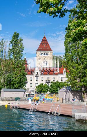 Château d'Ouchy (Hotel), Place du Port, Lausanne, Canton of Vaud, Switzerland Stock Photo