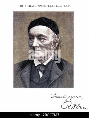 SIR RICHARD OWEN Naturalist, at the end of his life with his autograph Stock Photo