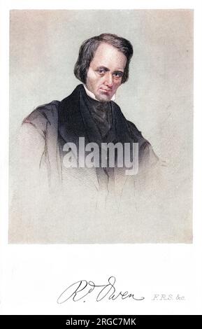 SIR RICHARD OWEN Naturalist, as a young man with his autograph Stock Photo