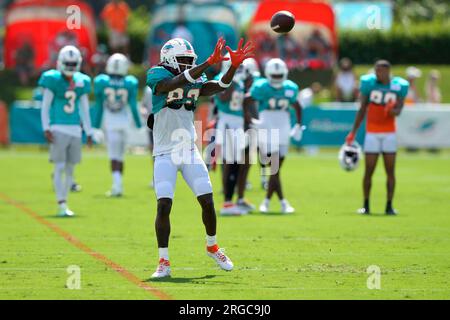 Miami Dolphins wide receiver Chris Coleman runs with the ball on