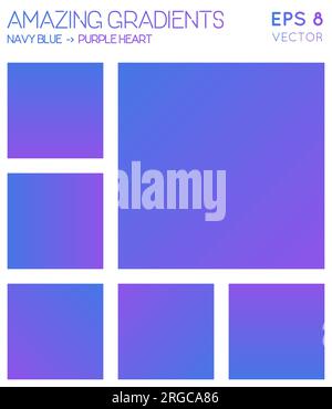 Colorful gradients in navy blue, purple heart color tones. Actual gradient background, glamorous vector illustration. Stock Vector