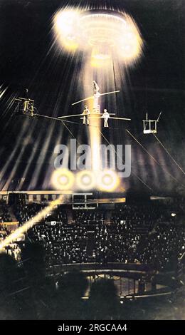 The Wallenda family performing their high wire act, as part of Bertram Mills' Circus, at Olympia, London, 1931. Stock Photo