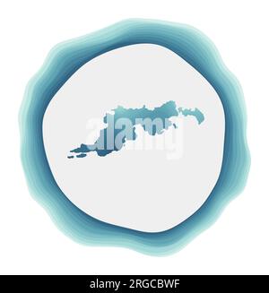Tortola logo. Badge of the island. Layered circular sign around Tortola border shape. Neat vector illustration. Stock Vector