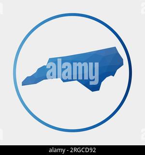 North Carolina map in round isometric style with triangular 3D flag of ...