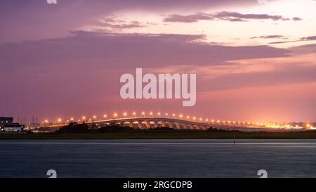 Bridges in New Jersey - Thomas A. Mathis and J. Stanley Tunney Bridges at sunset Stock Photo