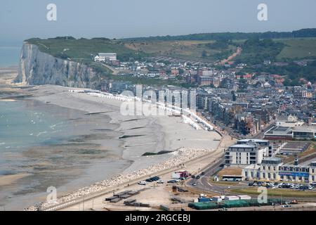 Mers-les-Bains viewed from the upper funicular station in Le Tréport Stock Photo