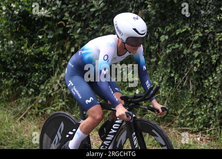 MACKAIJ Floortje of Movistar Teamduring the Tour de France Femmes avec Zwift, Stage 8, time trial, Pau - Pau (22,6 Km) on July 30, 2023 in France - Photo Laurent Lairys / DPPI Stock Photo