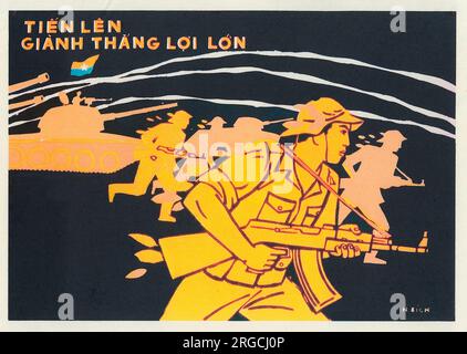 Vietnamese Patriotic Poster - 'Advance to Victory!' Stock Photo