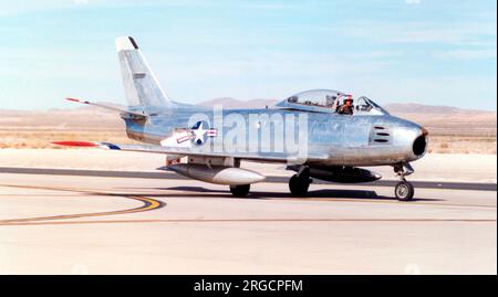 Canadair CL-13B Sabre Mk.6 N86EX (msn 1489, ex SAAF 380), at the Las Vegas Golden Air Tattoo, on 26 April 1997. This aircraft crashed, killing the pilot on 1 June 1997 at Broomfield, CO. Stock Photo