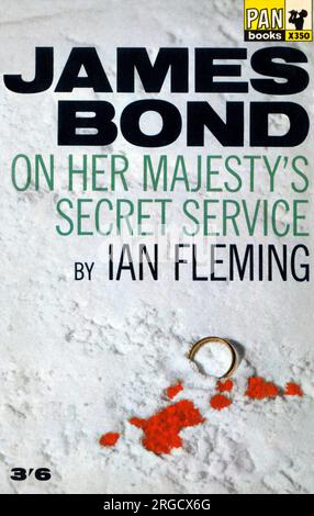 Book Cover - James Bond - On her Majesty's Secret Service by Ian Fleming, published by PanBook Ltd., London. Stock Photo