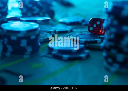 gambling poker flying dice wallpaper Stock Photo