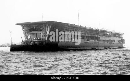 Royal Navy - HMS Furious 47, an aircraft carrier converted from a Courageous-class battlecruiser, in March 1930. Stock Photo