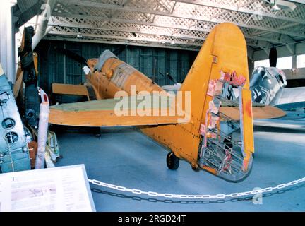 Fairey Firefly TT.1 SE-BRG (msn F.6071, ex DT989), at Duxford. Formerly operated by Svensk Flygtjanst AB in Sweden and the Fleet Air Arm. Stock Photo