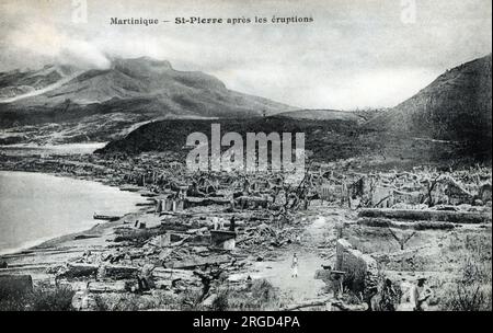 Martinique, a single territorial collectivity of the French Republic (ODR). The remains of St. Pierre after the devastating 1902 volcanic eruption of Mount Pelee. Stock Photo