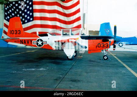 United States Navy - Beechcraft T-34C Mentor 161033 (MSN GL-161, call-sign 033), at NAS Corpus Christi, Texas. Stock Photo