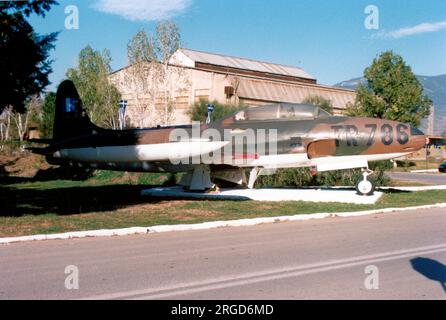 Hellenic Air Force - Lockheed T-33A-1-LO Shooting Star 35786 (msn 580-8368, ex 53-9125 buzz number TR-786), at Kalamata Air Base, Greece Stock Photo