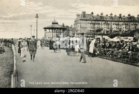 The Leas and Bandstand, Folkestone, Kent Stock Photo