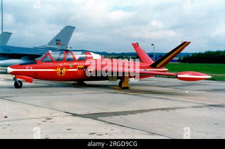 Force aerienne belge - Fouga CM.170-1 Magister MT-40 (msn 317), of the Diables Rouge (Red Devils) aerobatic display team. (Force Aerienne Belge - Belgische Luchtmacht - Belgian Air Force). Stock Photo