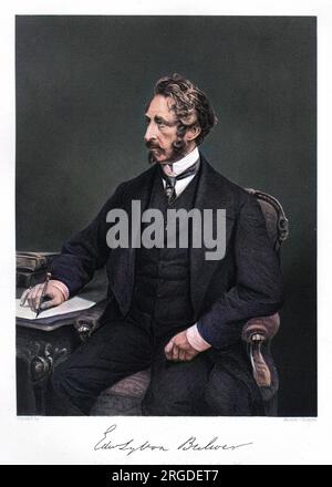 EDWARD BULWER LYTTON (1803 - 1873), writer and occultist, author of 'Zanoni', 'A strange story', 'The coming race',  with his autograph. Stock Photo