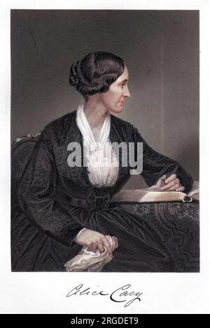ALICE CARY (1820 - 1870), American poet, author of 'Poems of Faith, Hope and Love' which gives you some idea of her subject-matter. with her autograph Stock Photo