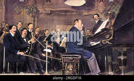 CAMILLE SAINT-SAENS (1835 - 1921), French composer, photographed as solo pianist.. Stock Photo