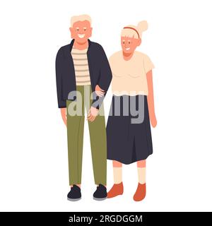 Smiling seniors couple. Retired people, retirement leisure time, old grandparents vector illustration Stock Vector