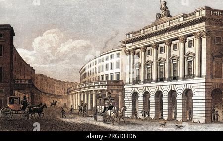 Regent Street from Piccadilly. London, England. After an engraving