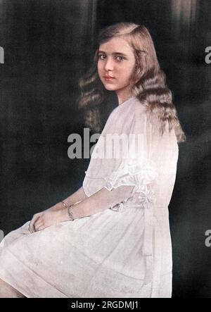 Princess Ingrid of Sweden (1910-2000), daughter of king Gustav VI Adolf of Sweden, future wife of king Frederik IX of Denmark, grandchild of the Duke of Connaught and consequently great grand daughter of Queen Victoria.  Pictured at the age of 12 at the time when she was visiting England with her father. Stock Photo