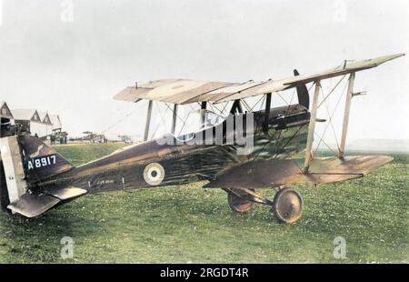 A British SE5 biplane, one of the main aeroplanes in use by the Royal Flying Corps during the First World War. Seen here on an airfield. Stock Photo