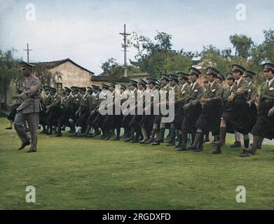 Students at the Hangzhou (Hangchow) Police School for Girls parade during the Sino-Japanese War Stock Photo