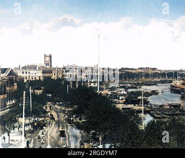 Bund area in central Shanghai, China. Stock Photo