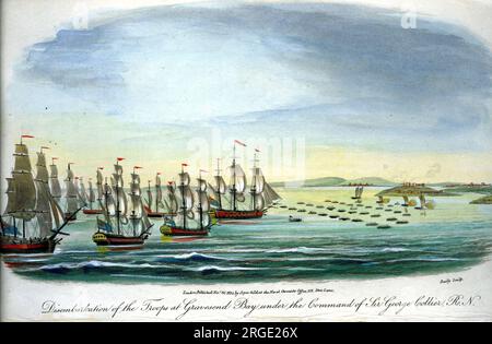 Disembarkation of Troops At Gravesend Bay Under The Command of Sir George Collier Stock Photo