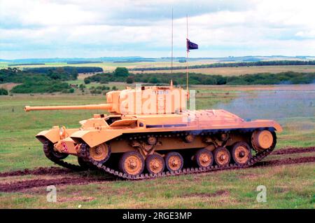 Vickers Valentine tank T123358, at the 2006 Larkhill Royal Artillery open day, manoeuvring on the Larkhill racecourse / exhibition ground. Stock Photo