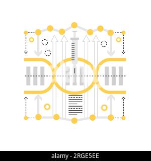 Transgenic organisms. Genetics biochemistry research, lab test vector illustration Stock Vector