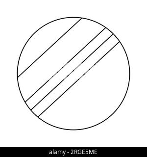 Simple round frameless mirror with reflection, doodle style flat vector outline illustration for kids coloring book Stock Vector
