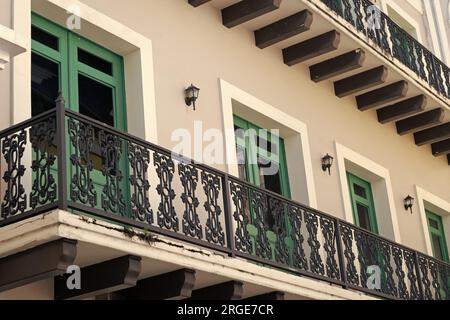 balcony railings exterior. balcony railings outdoor. photo of balcony railings fence. balcony railings on house. Stock Photo