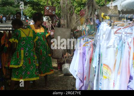 Souvenir Stalls, Port Vila, Vanuatu. Stock Photo