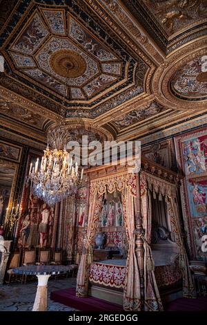 Baroque decoration of a room in the Château de Fontainebleau in France Stock Photo