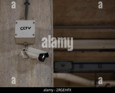 CCTV installed in the building for surveillance and security. Stock Photo