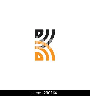 letter k stripes signal colorful logo vector Stock Vector
