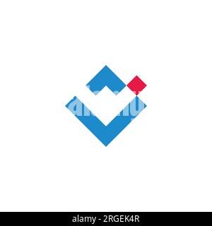 letter v arrow geometric dots motion logo vector Stock Vector