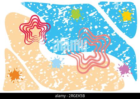 pastel colorful star fish beach sand wallpapaper background vector Stock Vector