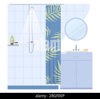 Shower cabin in home bathroom vector illustration Stock Vector