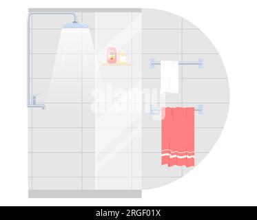 Bathroom cabin furniture home interior with shower Stock Vector