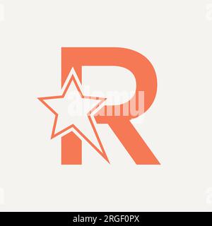 Star Logo On Letter R. Moving Star Symbol Vector Template Stock Vector