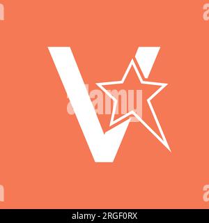 Star Logo On Letter V. Moving Star Symbol Vector Template Stock Vector