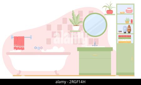 Bathroom interior design with furniture illustration Stock Vector Image ...