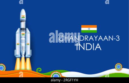 illustration of Chandrayaan rocket mission launched by India with ...