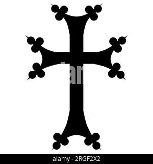 vector image of christian cross simply black flat icon Stock Vector