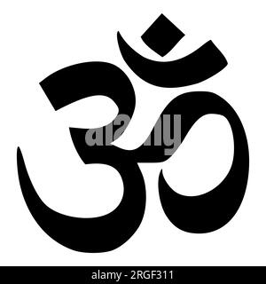 Om / Aum - symbol of Hinduism flat icon for apps and websites. Vector logo black flat scalable. Stock Vector